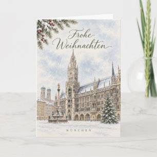 Carte de Noël Munich Aquarelle d'hiver