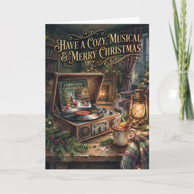 Carte de Noël musicale Gramophone (Devant)