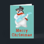 Carte de Noël musicale Snowman<br><div class="desc">Musical Snowman avec cartes de Noël de guitare - Peinture MIGNED - Joyeux Noël - Personnalisable</div>