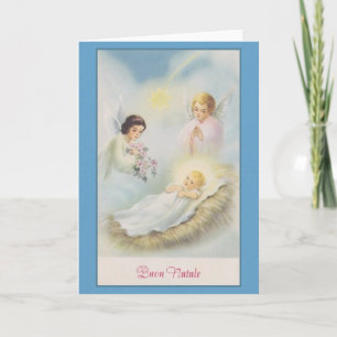 Carte de Noël Natale Buon en Italie Vintage