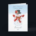 Carte de Noël Nephew Snowman<br><div class="desc">Joyful Snowman vous souhaite un Joyeux Noël</div>
