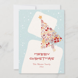 Carte de Noël Neutre Minimaliste Arbre Cadeau Joye