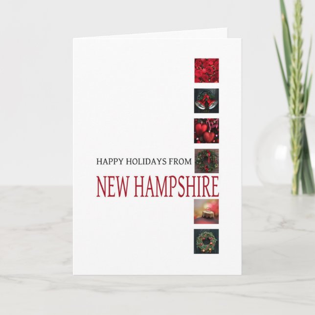 Carte de Noël New Hampshire avec ornements (Devant)