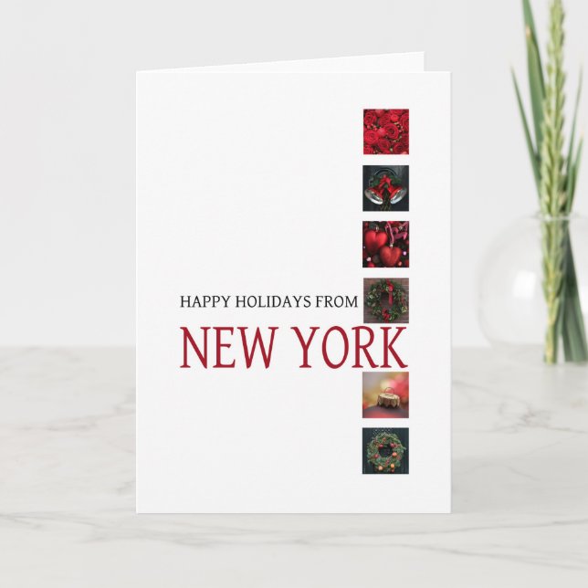 Carte de Noël New York avec ornements (Devant)