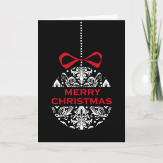 Carte de Noël Noir Blanc Rouge Classique