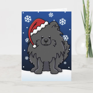 Carte de Noël noir de Poméranie Kawaii