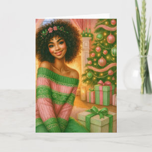 Carte de Noël noire   Carte rose et verte