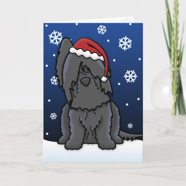 Carte de Noël noire de Kawaii Briard (Devant)