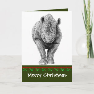 Carte de Noël noire de rhinocéros