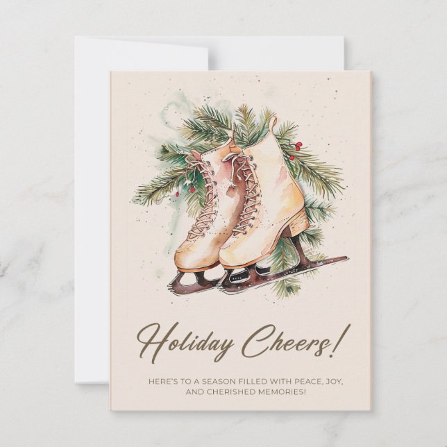 Carte de Noël nostalgique de patins à glace (Devant)