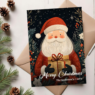 Carte de Noël nostalgique de Père Noël avec charme