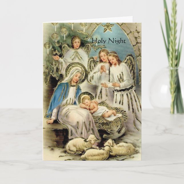 Carte de Noël. Nuit Sainte inspirée religieuse (Devant)