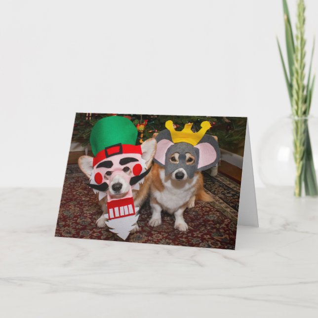 Carte de Noël Nutcracker Corgi (Devant)