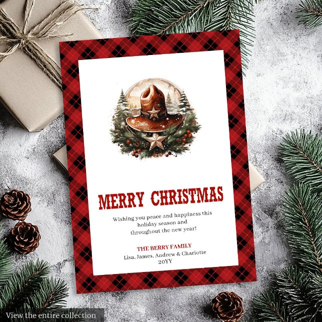 Carte de Noël occidentale avec illustration de bad (Western Christmas card with sheriff badge art

)