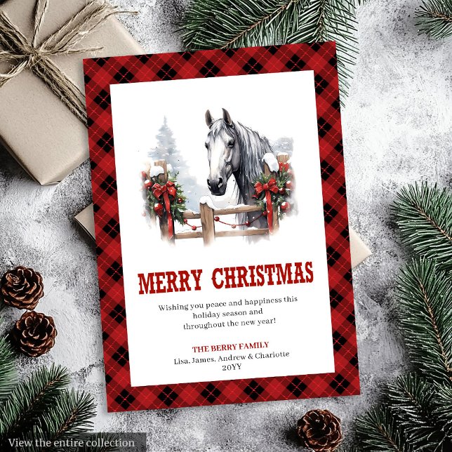 Carte de Noël occidentale rouge noir style cosy (Western Christmas card red black cozy style

)