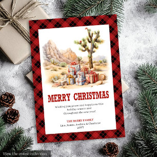 Carte de Noël occidentale rouge noir style ranch