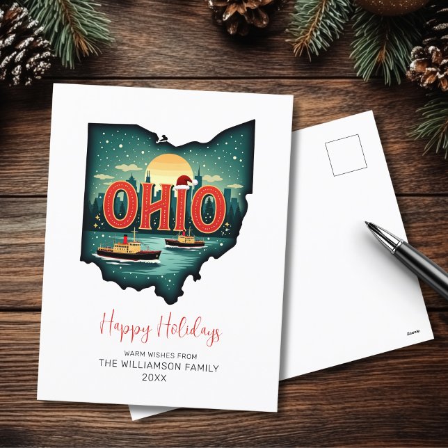 Carte de Noël Ohio Joyeuses Vacances Appartement (Personalize with your Family Name and year.  Matching items available)