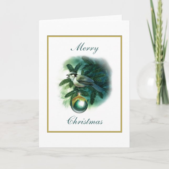 Carte de Noël Oiseau Bleu (Devant)