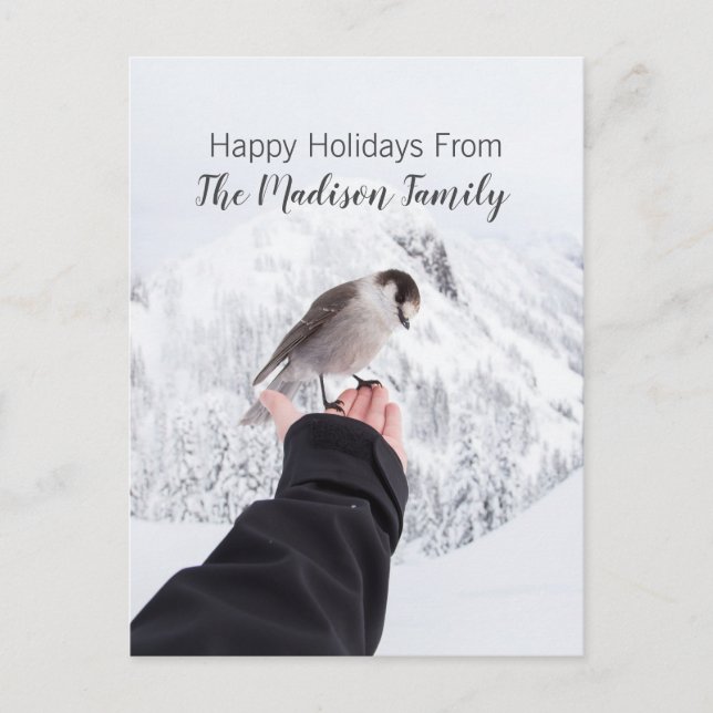 Carte de Noël Oiseau d'Hiver Dans la Neige (Devant)