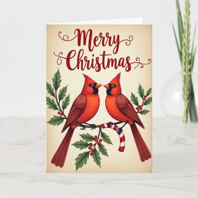 Carte de Noël oiseaux (Devant)