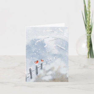 Carte de Noël Oiseaux couleur eau
