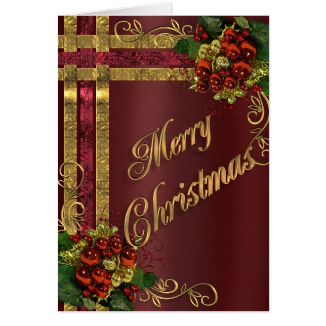 carte de Noël or et rouge victorienne (Devant)