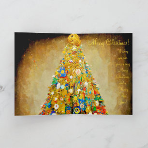 Carte de Noël or et vert de style Gustav Klimt