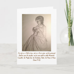 Carte de Noël originale d'art : Madonna et enfant