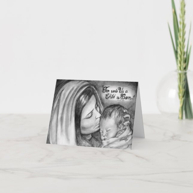 Carte de Noël originale de dessin au crayon (Devant)