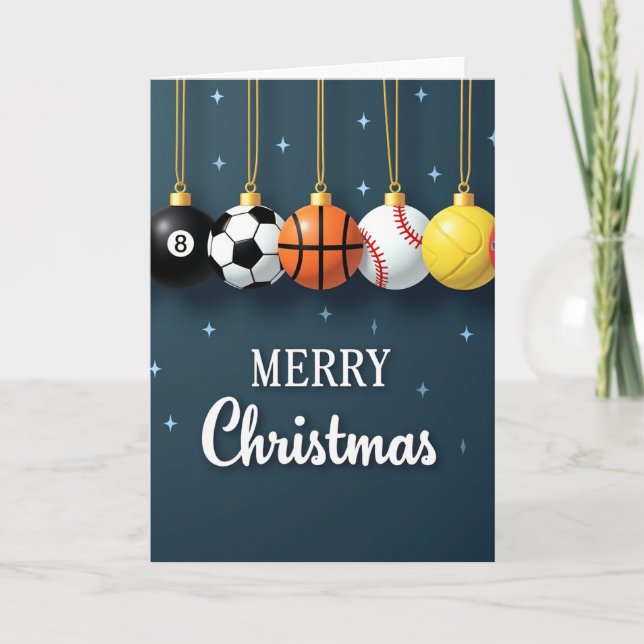Carte de Noël Ornement Ballons de Sport (Devant)