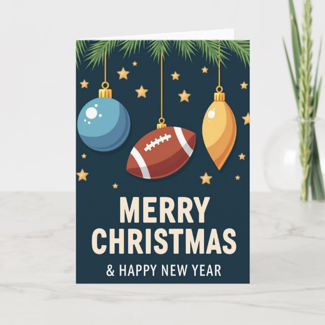 Carte de Noël Ornement de Football (Devant)