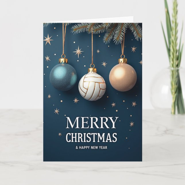 Carte de Noël Ornement de Volleyball (Devant)