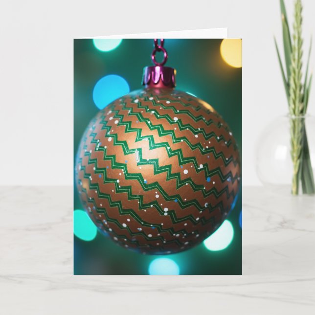 Carte de Noël Ornement en Zigzag de Cuivre (Devant)