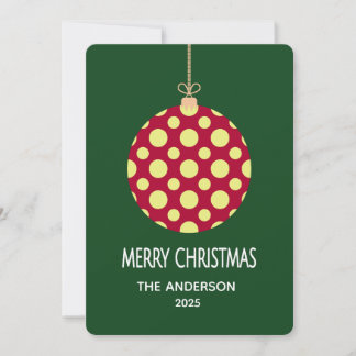 Carte de Noël Ornement Rétro à Points Christmas