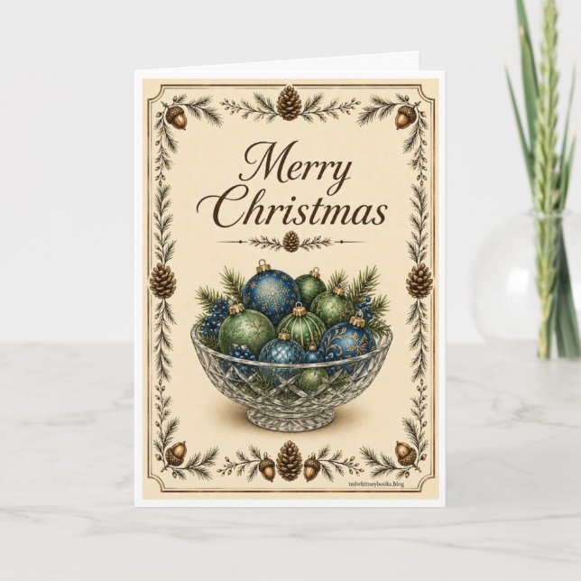 Carte de Noël - Ornements dans un bol (Devant)