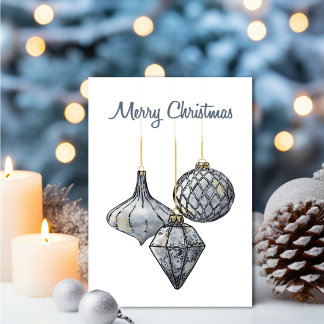 Carte de Noël Ornements en Verre de Mercure Vintag