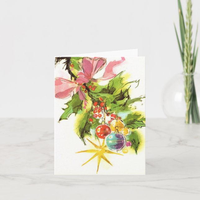 Carte de Noël Ornements Vintage (Devant)