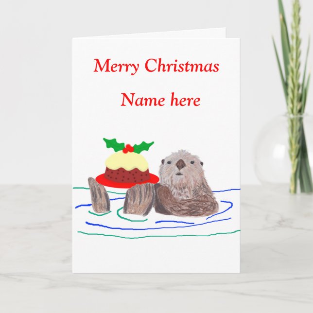 Carte de Noël Otter, personnalisable (Devant)