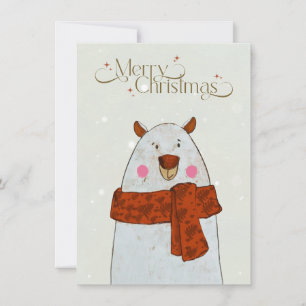 Carte de Noël Ours Mignon Illustration Hivernale C