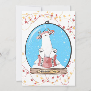Carte de Noël ours polaire boule à neige