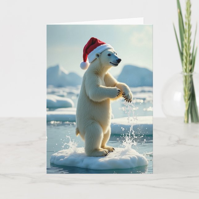 Carte de Noël Ours Polaire Splash (Devant)