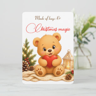 Carte de Noël Ourson en Peluche Douce