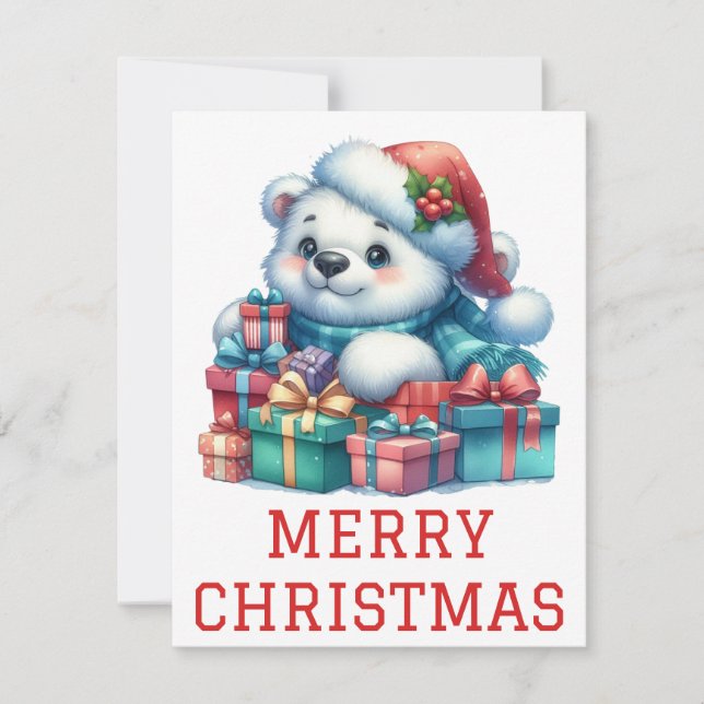 Carte de Noël Ourson Mignon (Devant)