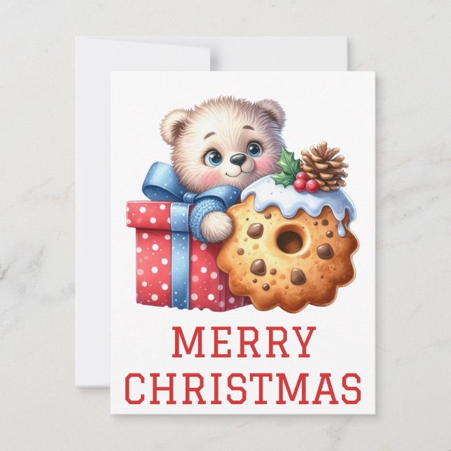 Carte de Noël Ourson Mignon (Devant)