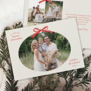 Carte de Noël ovale photo Budget Traditionnel Noël