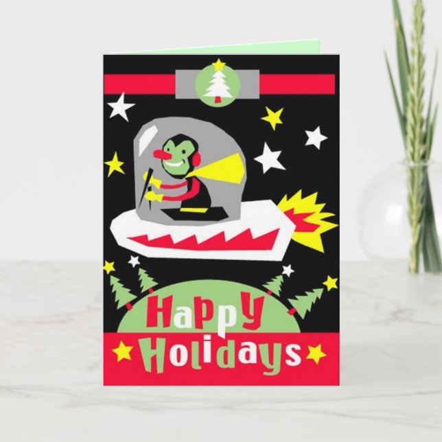 Carte de Noël "OVNI Alien" (Devant)