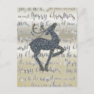 Carte de Noël pailletée RENNE Fêtes de fin d'année