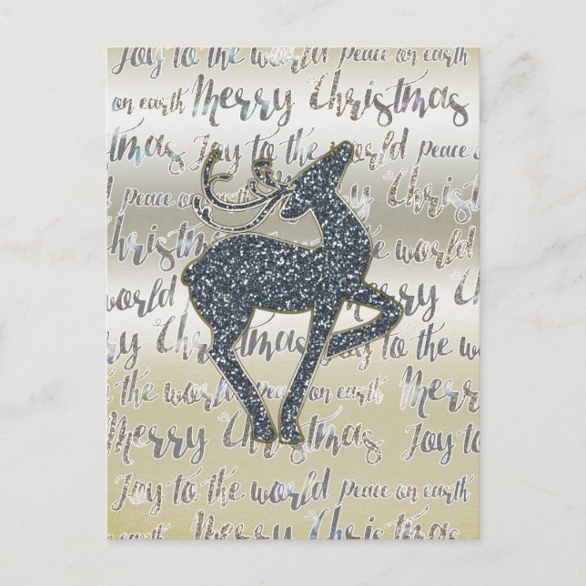 Carte de Noël pailletée RENNE Fêtes de fin d'année (Devant)