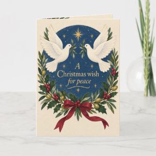 Carte de Noël paisible aux colombes blanches