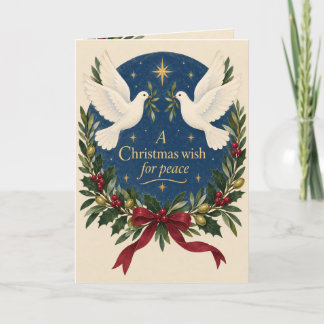 Carte de Noël paisible aux colombes blanches